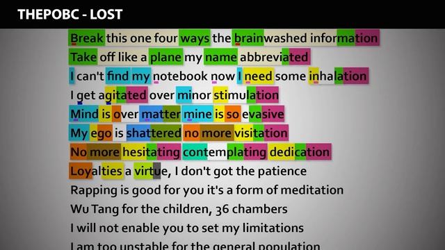 ThePOBC Lost (Rhymes Highlighted)