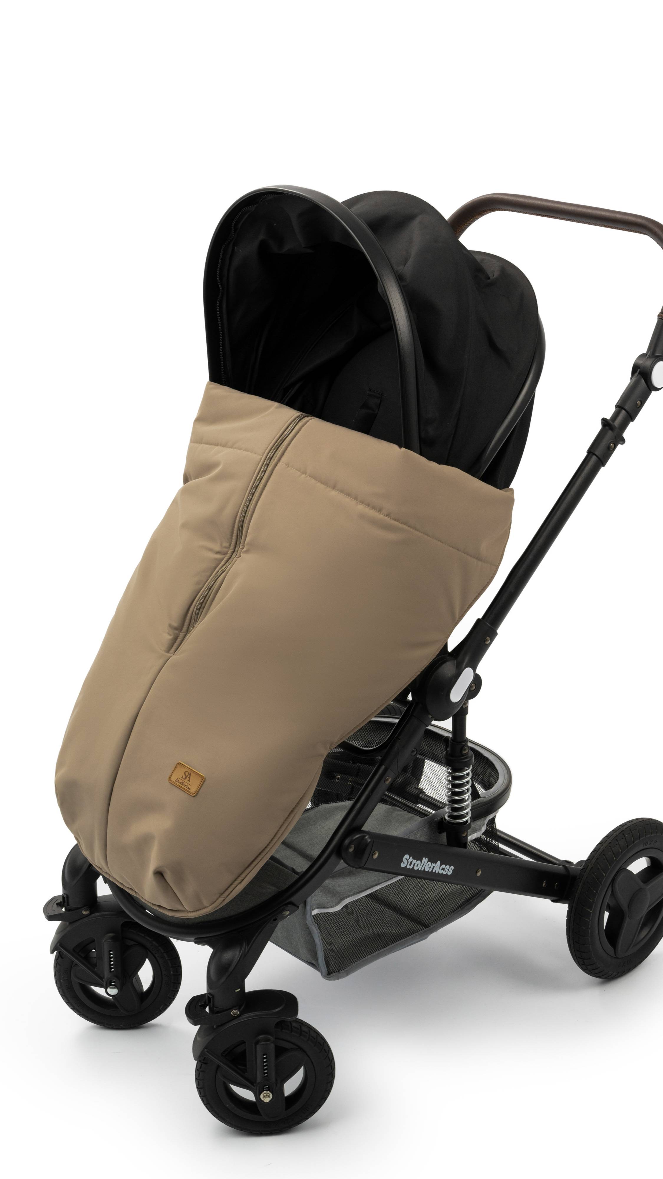 Обзор утепленной накидки StrollerAcss на прогулочную коляску. Цвет бежевый.