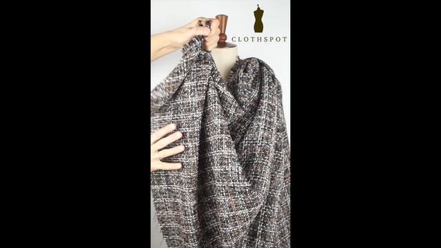 'Macchiato' black, ivory & coffee bouclé fabric