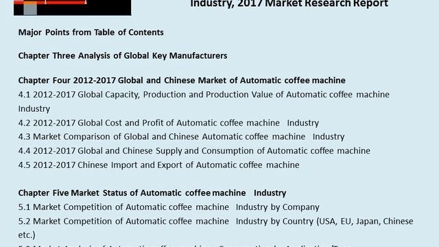 Automatic coffee machine Market: Global Industry Review, Statistics, Demand and Forecasts to 2022