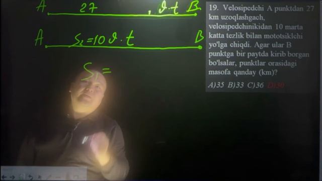 19  test kinematika.To'g'ri chiziqli tekis harakat.