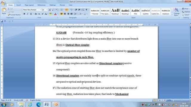 Optical communication MCQ - Unit 4