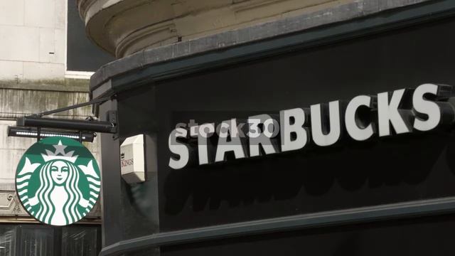 Starbucks Coffee, Manchester. Close Up On Sign. UK