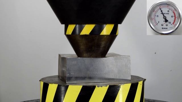 500 ТОННЫЙ ГИДРАВЛИЧЕСКИЙ ПРЕСС КОНУС ПРОТИВ ТОЛСТОЙ СТАЛЬНОЙ ПЛИТЫ