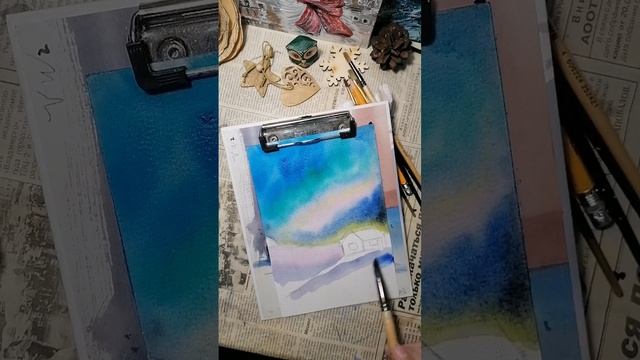 ВРЕМЯ ДЛЯ ПРАКТИКИ🌌
Северное сияние акварелью