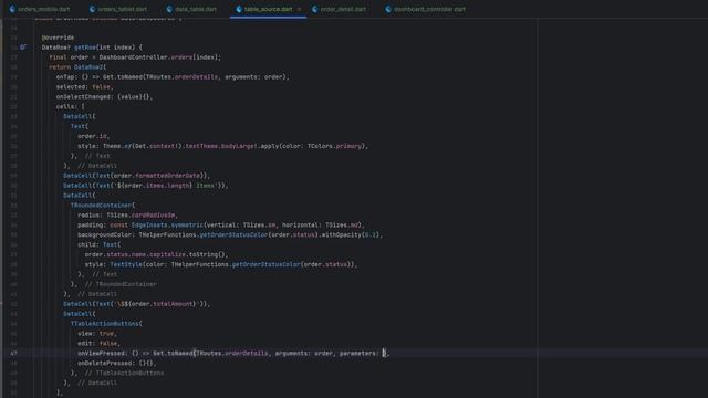 37 - Flutter E-Commerce Admin Panel_ How to Create a Orders Table Screen in Flutter web _ eCommerce