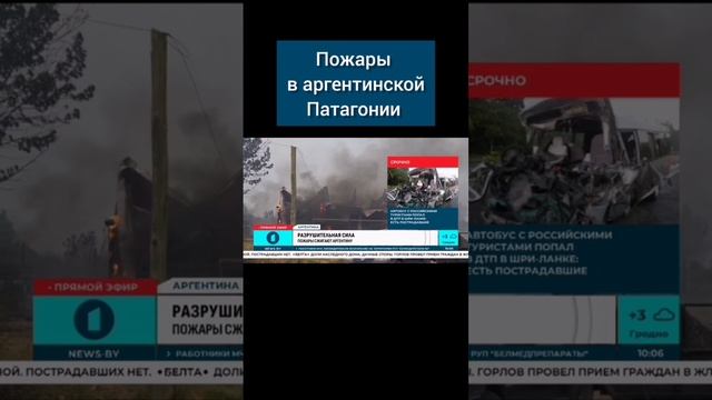 Мощные пожары в аргентинской Патагонии. Причиной пожара стала жара и ветер до 20 метров в секунду.