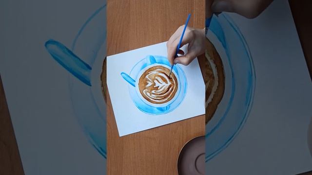 Чашка кави з малюнком листячка, малюємо кавою | Drawing a cup of coffee with a leaves