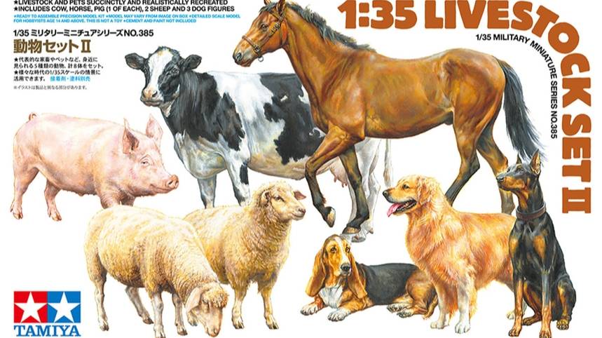 Распаковка Tamiya 1 35 35385 Livestock Set II