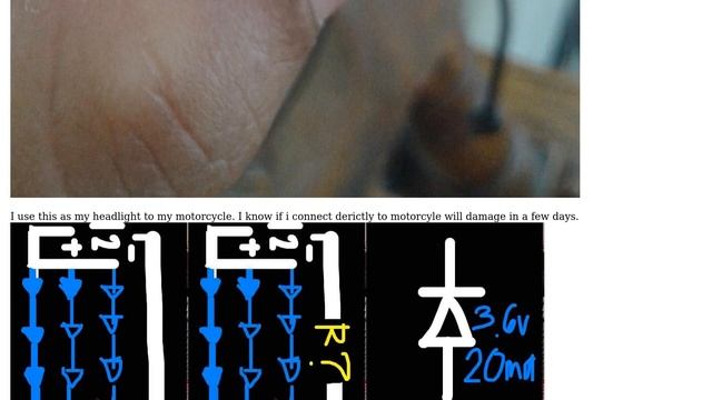 12 leds diveded by 4leds input 12 volts from motorcycle what resistor i use to it every four leds