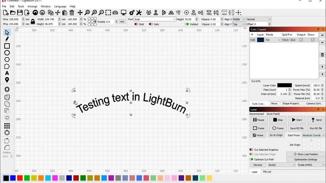 Bending text in LightBurn