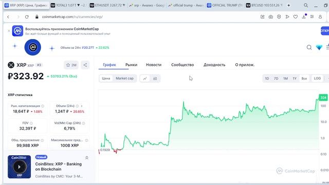 ПРОГНОЗ БИТКОИН!!!ПРОГНОЗ ЭФИРИУМ!КОГДА ПРОДАВАТЬ АЛЬТЫ???XRP ПО 10$!НОВАЯ МОНЕТА ТРАМП!