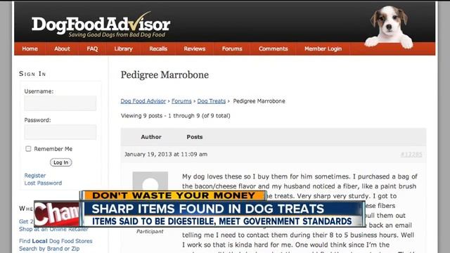 Why are stiff fibers in Pedigree dog treats?