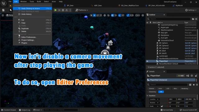 Unreal Engine 5: How to Disable Automatic Camera Movement After Stop Playing the Game