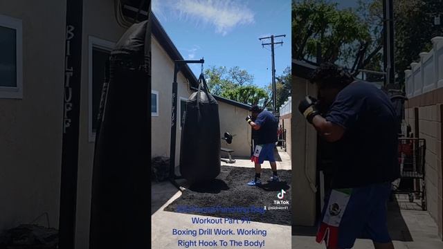 500 Pound Punching Bag Workout Part 91! Boxing Drill Work. Working Right Hook To The Body!
