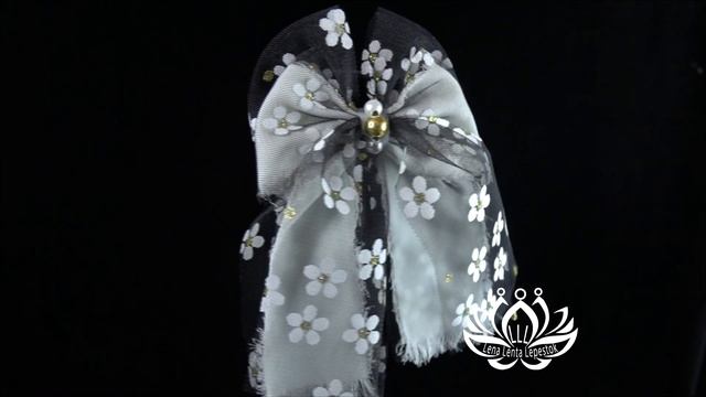 LLL-LenaLentaLepestok L142. Резинка для волос ручной работы. Бантик. "Романтик";