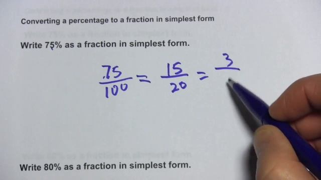 Converting a Percentage to a Fraction in Simplest Form