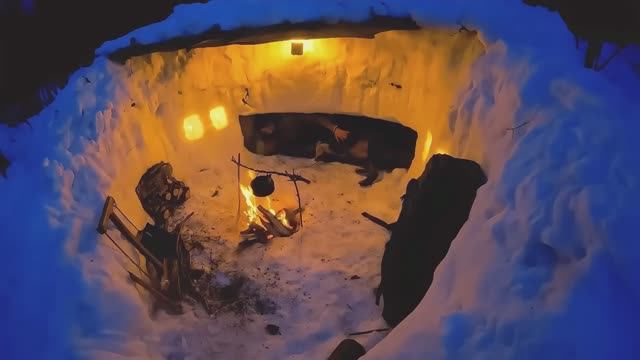 SOLO ХАКАН 3 Days WINTER CAMPING in Blizzard With My Dog. -13° wilderness survival.