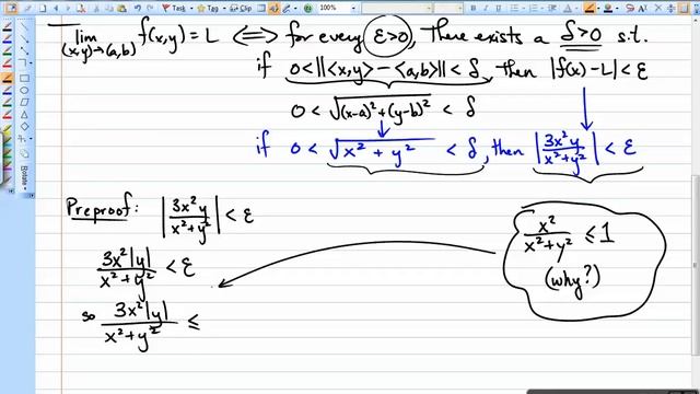 Unit 9.2 notes - proving limit exists with multivariable function (#7a)