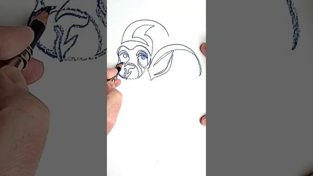 Continuous line drawing: woman with monkey #shorts #timelapse