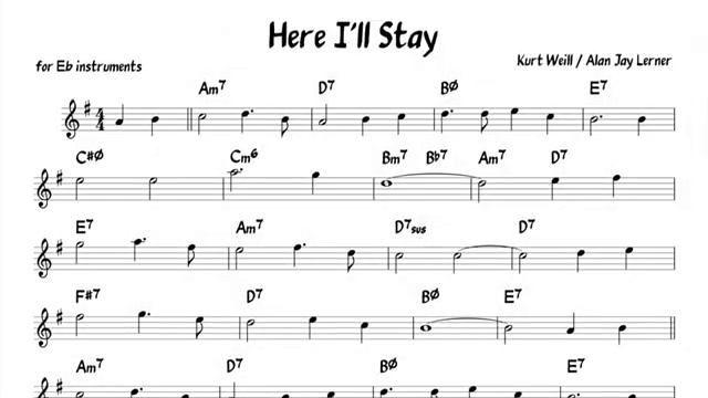 Here I ll Stay Weill Lerner Backing track score for Eb alto instruments_270p_360p