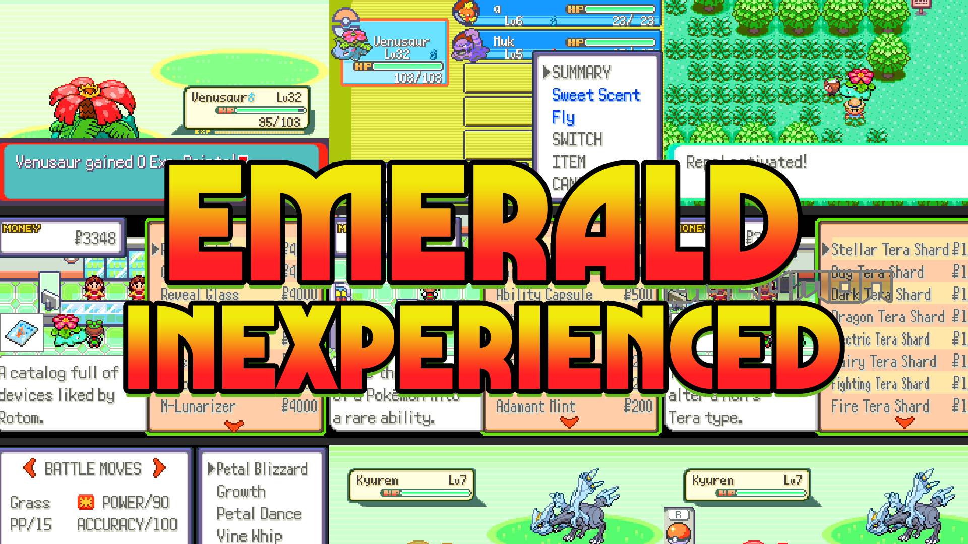 Pokemon Emerald Inexperienced - GBA ROM Hack, Wild Encounter и Enemy Trainer Mons рандомизированы