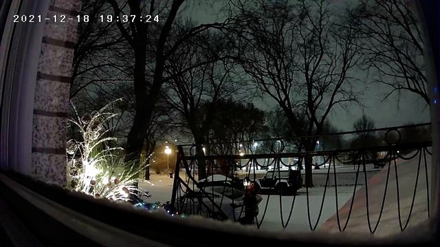 ArentiSees: Snowy street captured by securty camera behind the window.