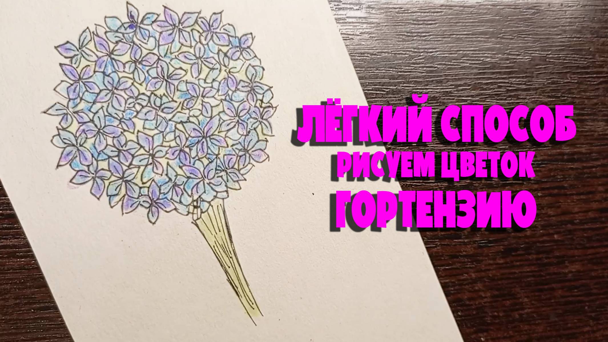 Видео урок как нарисовать цветок Гортензию. Простой способ. Туториал учимся рисовать.