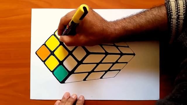 Tuto 2 : How to Draw Rubik's Cube Trick Art 3D illusion on paper | Dessin 3D