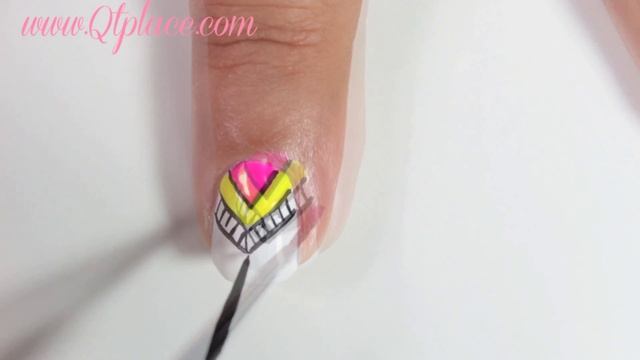 Neon aztec nails