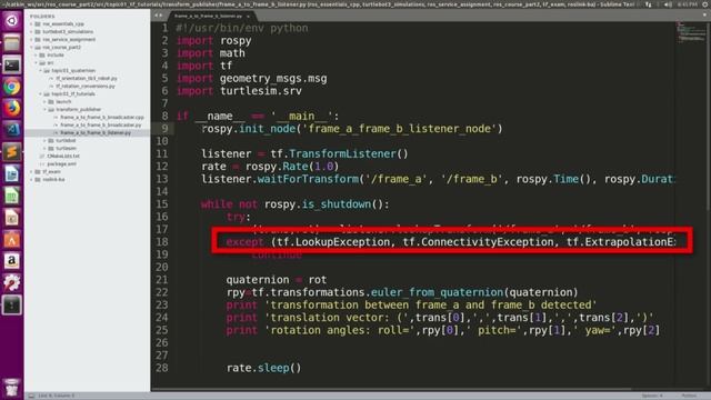 6.016 Listen to a transformation in a ROS Node