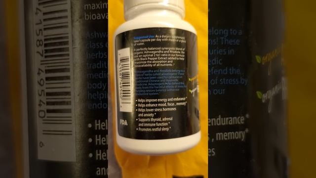 Pt 1 Unpackaging of ADAPTOGEN COMPLEX ashwagandha rhodiola by CRYSTAL PLANET NUTRITION from AMAZON