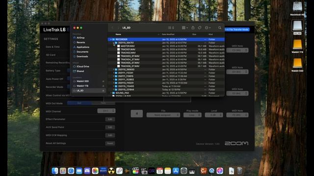 Zoom LiveTrak L6: File Transfer Mode on Mac