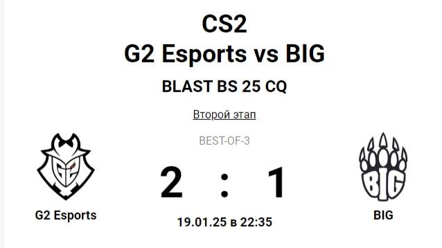 CS2 G2 Esports vs BIG BLAST BS 25 CQ