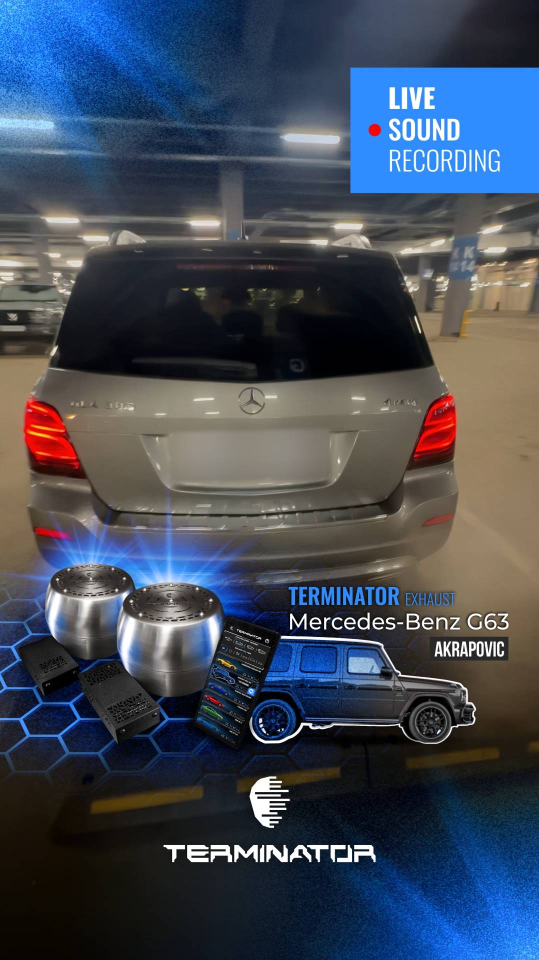 MB GLK с выхлопом MB G63, электронная выхлопная система Terminator