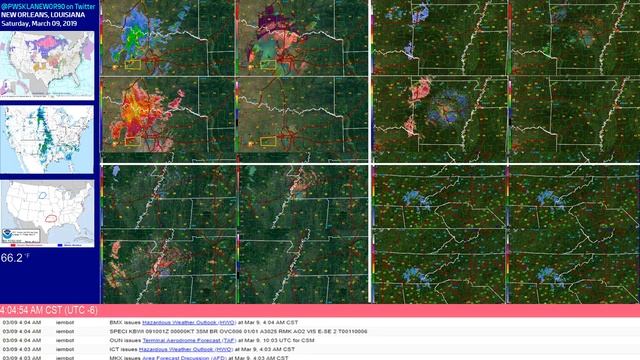 US Enhanced Severe Storm Risk- Multi-Radar View March 9th, 2019- Saturday