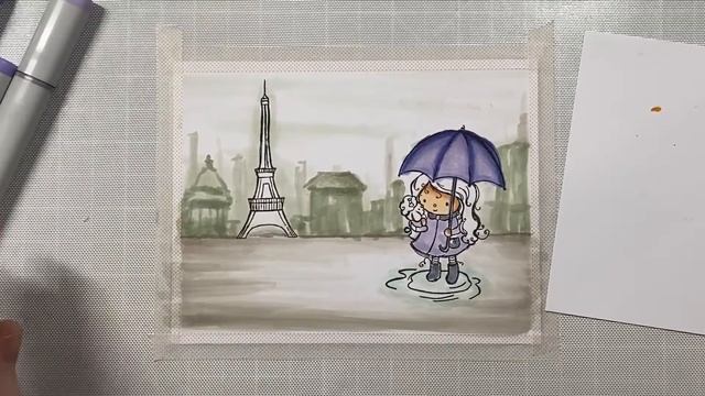 MFT Stamps | Rainy Friends Card with Copic Markers