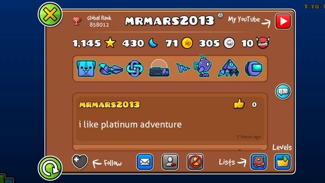 Добавляю подписчиков в друзья в Geometry dash 🤗🤗🤗