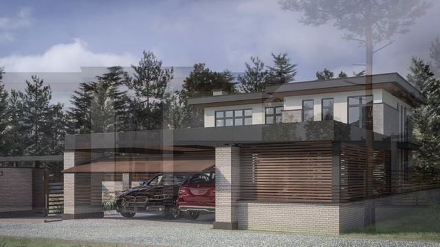 Проект «Вермонт» , современный проект дома с плоской кровлей 350 кв.м.