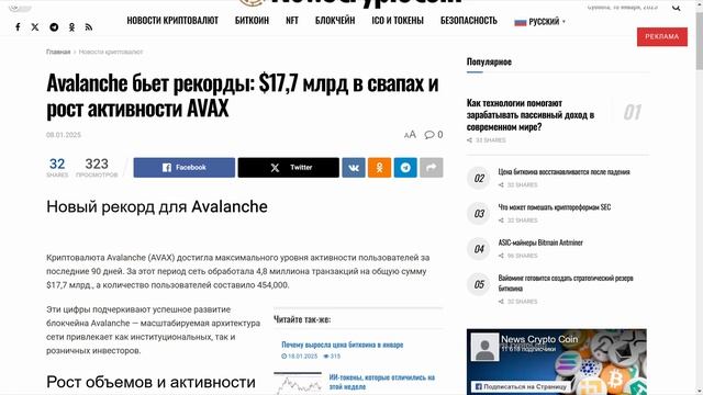 Что случиться с криптовалютой Avalanche AVAX ?