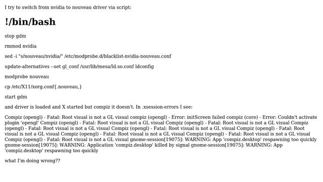 What packages should I install in ubuntu 12.04 to fulfill opengl requirements for using nouveau...