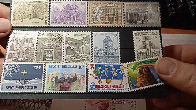 Марки Бельгия 82 год и Франция 73. Филателия марки хобби stamp philately hobby