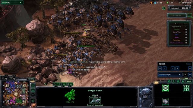 StarCraft 1 Vs StarCraft 2 King of the Hill ft. PiG! (7 Player FFA)