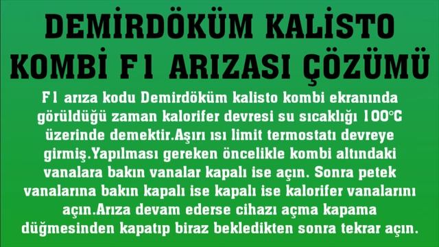 Demirdöküm Kalisto Kombi F1 Arızası Nasıl Giderilir?