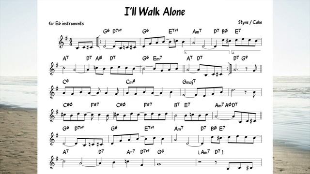 I ll Walk Alone Styne Cahn Backing track score for Eb alto instruments_270p_360p