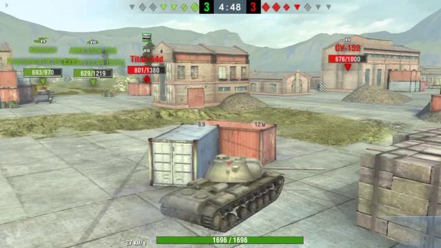 World of tanks blitz #12 КВ 3 против Slincer, Су 100м1, Titan54d, CruiserK, Amx 50 100.