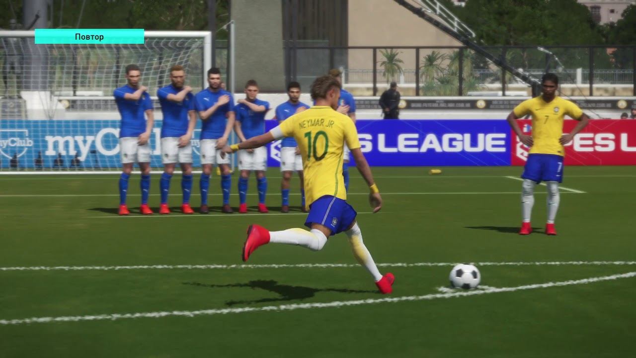 PRO EVOLUTION SOCCER 2018. Neymar. Штрафной. Бразилия - Италия