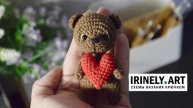 Схема Мишка с сердцем крючком. Амигуруми схемы и описания. Автор: Виктория Матвеева