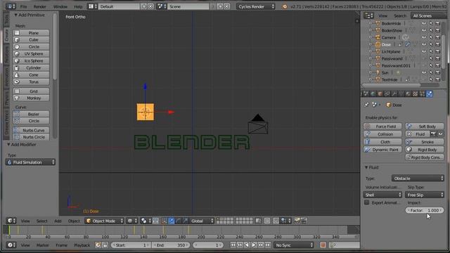 Tut 106 – Teil 1 Blender Cycles Fluid Sim + Dynamic Paint Image Sequence