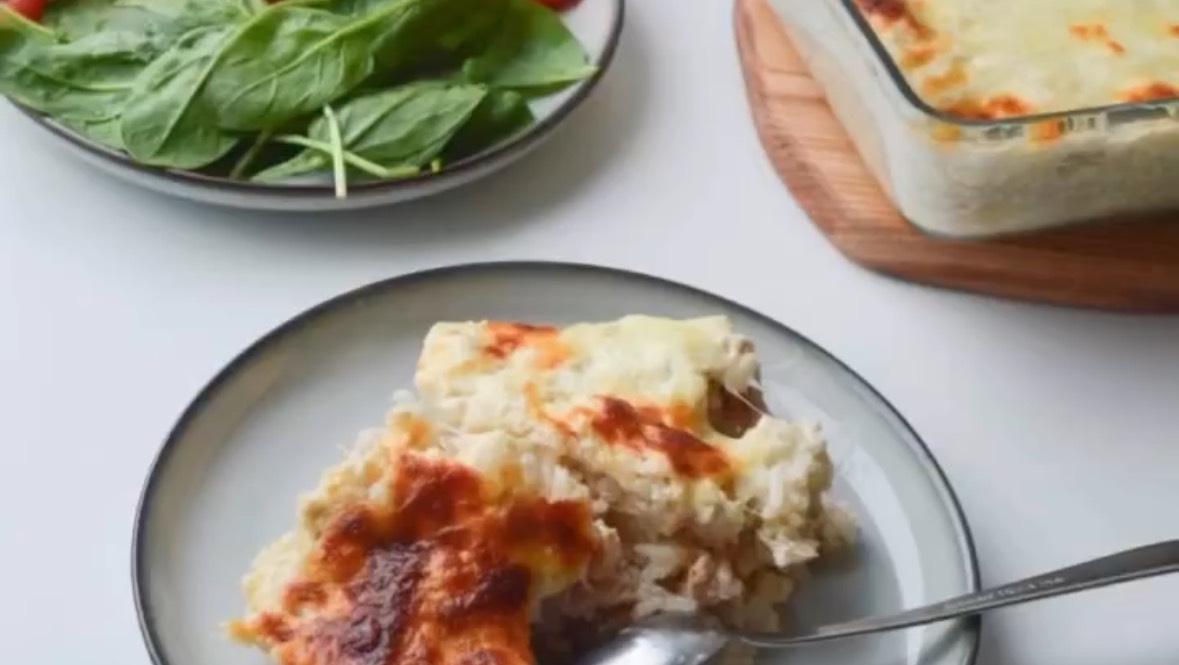 Сливочная рисовая запеканка с мясом для ленивых!